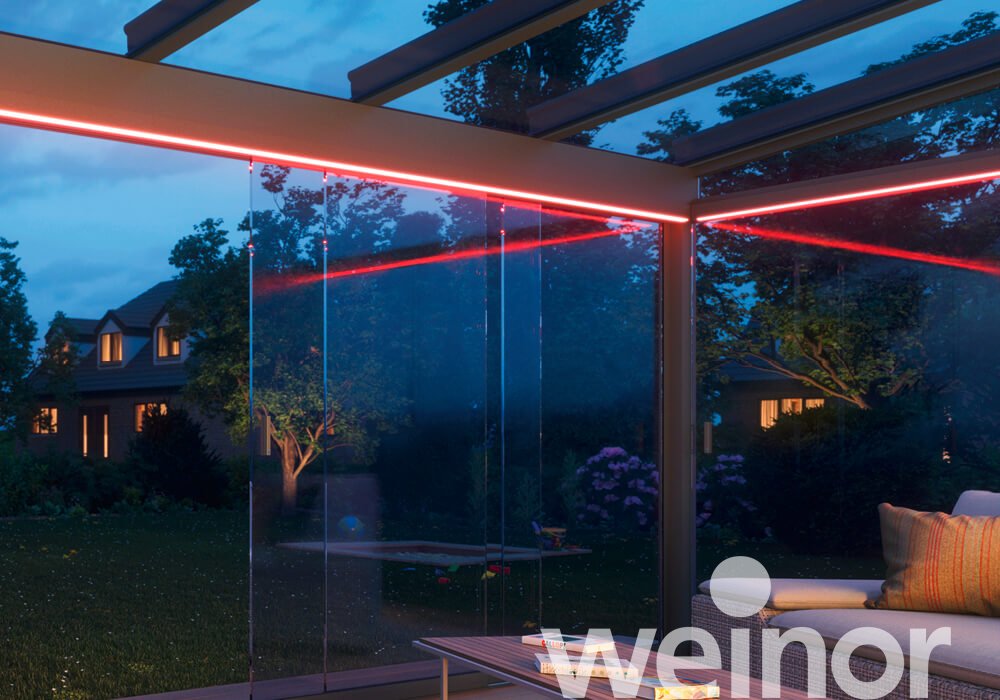 Oasis de verre® weinor avec barre luminaire LED