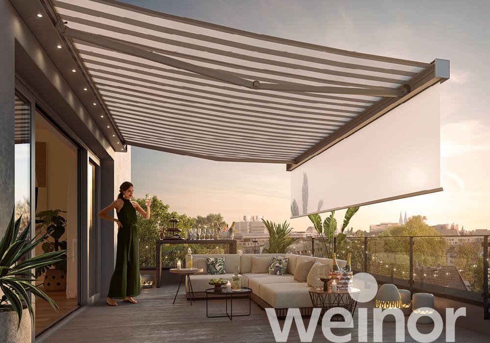 Store cassette weinor Smaila Avec VarioShade Volant, Avec spots LED