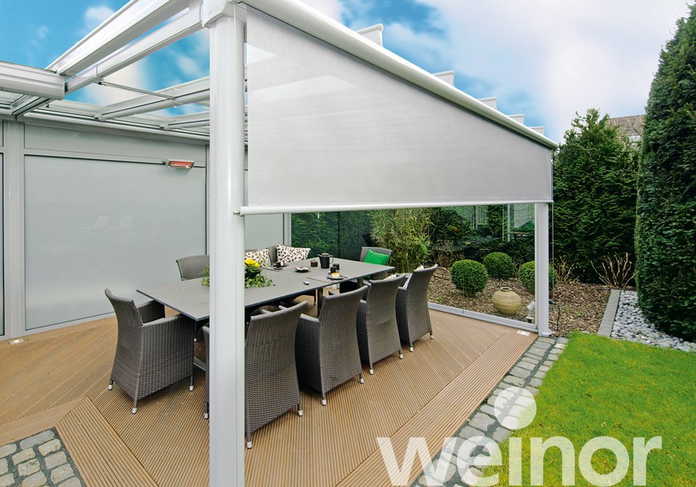 Patio roof weinor Terrazza Originale with LED light bar, with VertiTex