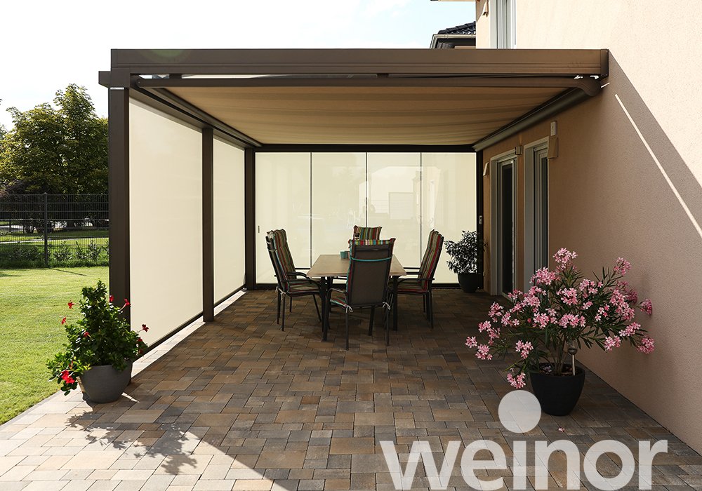 Terrasoverkapping van glas weinor Terrazza Pure met VertiTex II