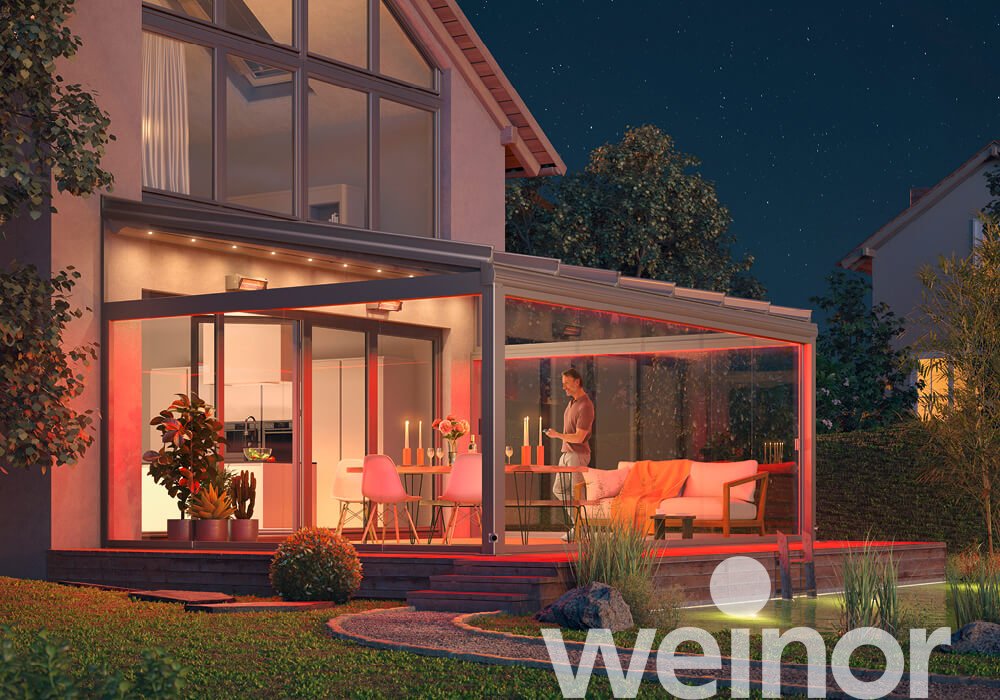Oasis de verre® weinor avec barre luminaire LED
