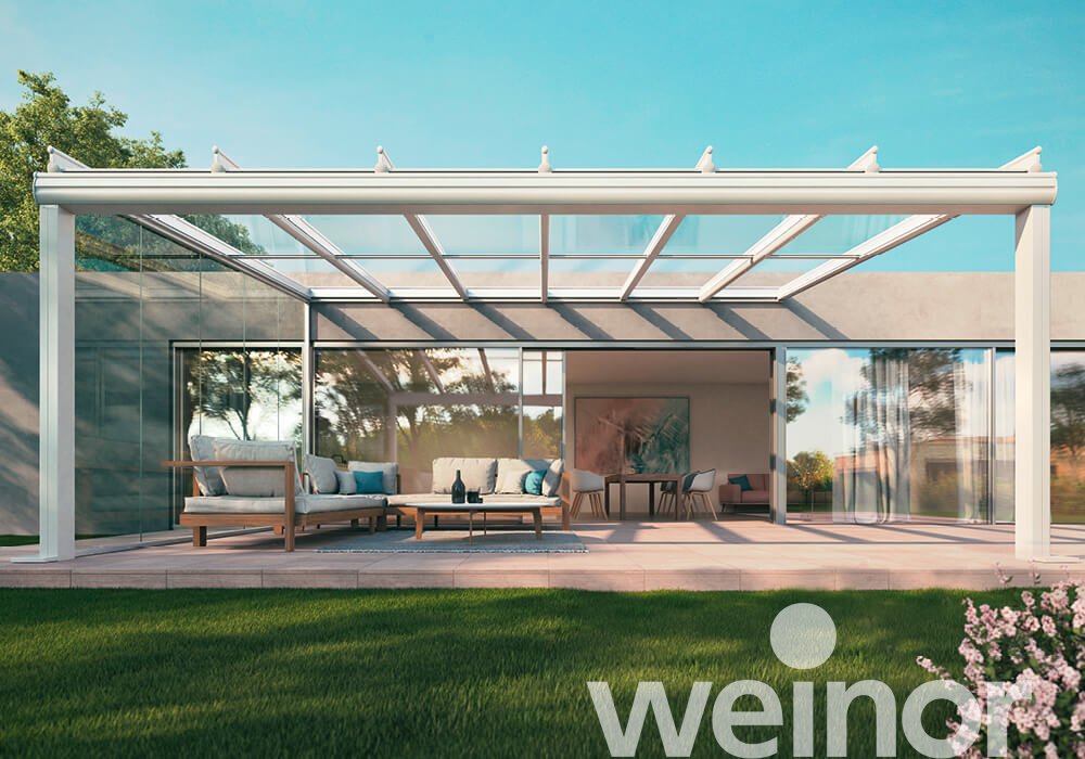 Patio roof weinor Terrazza Originale without LED light bar, with All-glass elements