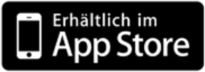 Zwart-witte afbeelding met tekst en een smartphone-icoon, ontworpen voor de App Store.