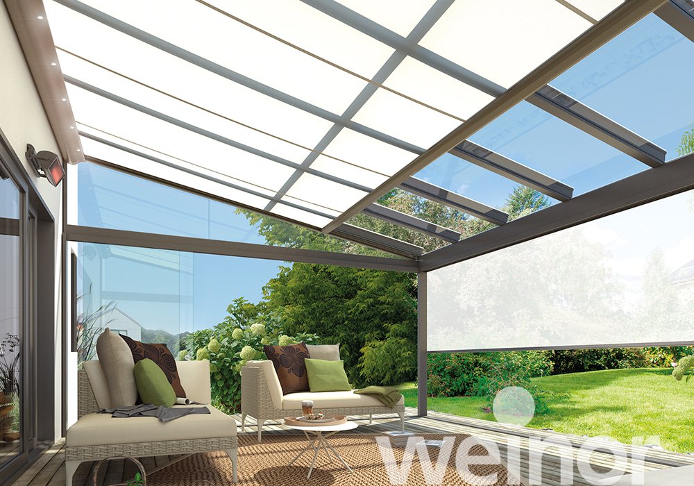 Oasis de verre® weinor Dispositif d'ombrage latéral, Système d'ombrage sous toit